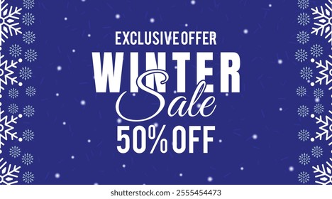 Winter sale banner template with snow flakes, ice snow shopping sale. end of winter Vector illustration.