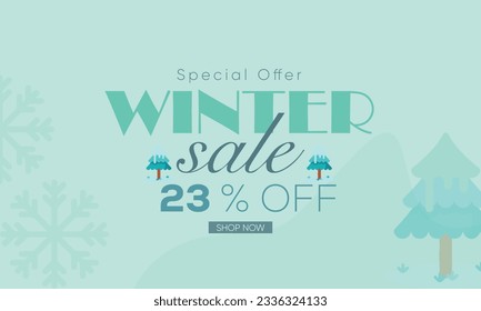 winter sale banner vector, winter sale 23% off, winter 23% off, winter sale banner background