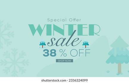 winter sale banner vector, winter sale 38% off, winter 38% off, winter sale banner background