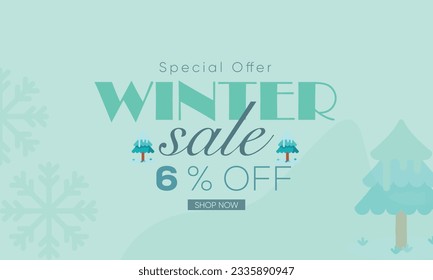 winter sale banner vector, winter sale 6% off, winter 6% off, winter sale banner background