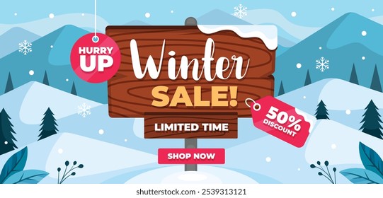 Winter sale banner, Vector illustration