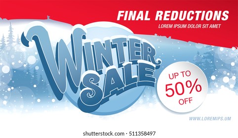 Winter sale banner. Vector illustration