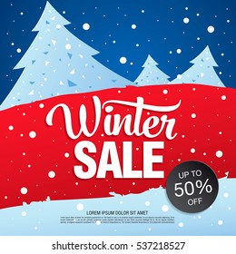 Winter sale banner, vector illustration