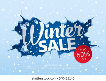 winter sale banner, vector illustration