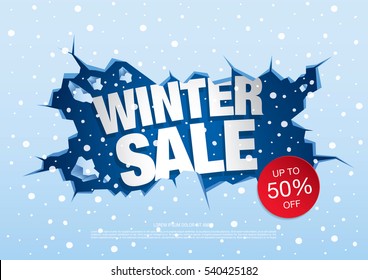 winter sale banner, vector illustration