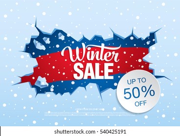 winter sale banner, vector illustration