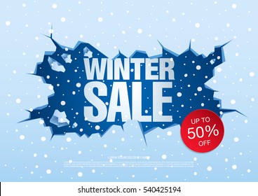 winter sale banner, vector illustration