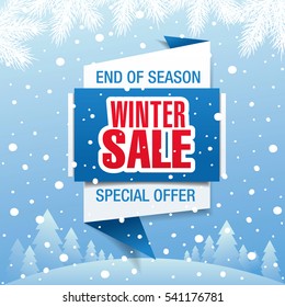 winter sale banner, vector illustration