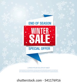 winter sale banner, vector illustration