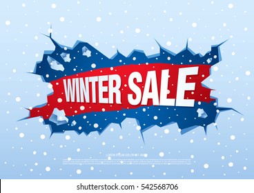 winter sale banner, vector illustration