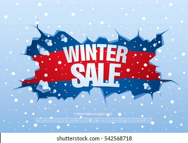 winter sale banner, vector illustration