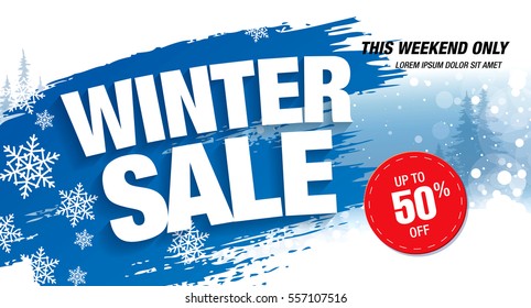 Winter sale banner, vector illustration