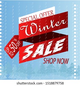 winter sale banner, vector illustration.editable text