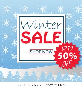 winter sale banner, vector illustration.editable text