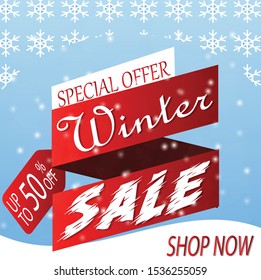 winter sale banner, vector illustration.editable text
