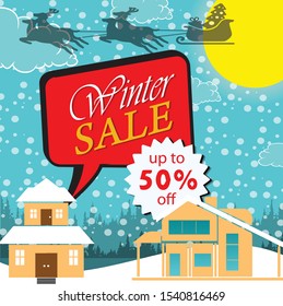 winter sale banner, vector illustration.editable text