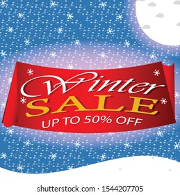 winter sale banner, vector illustration.editable text