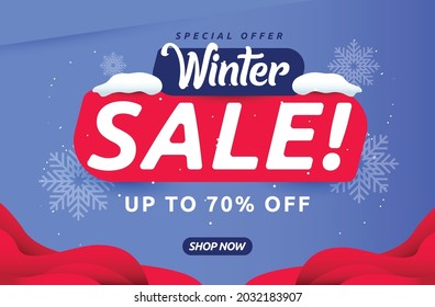 Plantilla vectorial de banner de venta de invierno