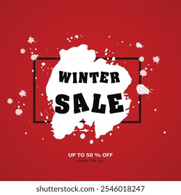 Winter sale banner.Brush vector discount card.Vector illustration.	
