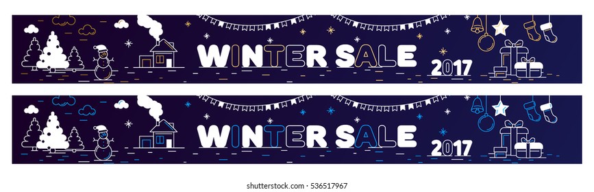 Winter sale banners. New year sale. Vector illustration
