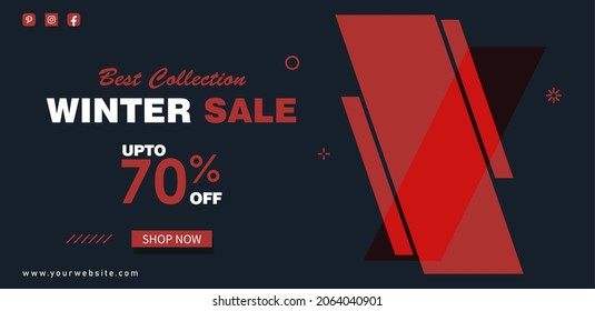 winter sale banners Post template with snowy background