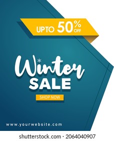 winter sale banners Post template with snowy background
