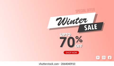 winter sale banners Post template with snowy background