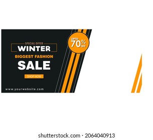 winter sale banners Post template with snowy background