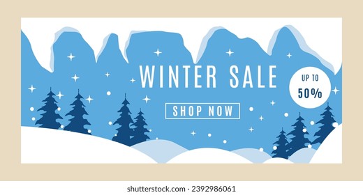 winter sale banners template, snow background vector illustration design