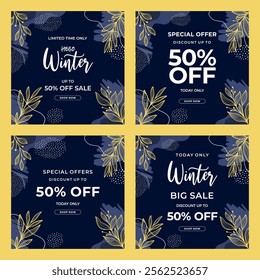 Winter Sale Banners Template. Template for social media, banner, poster, flyer. Vector illustration