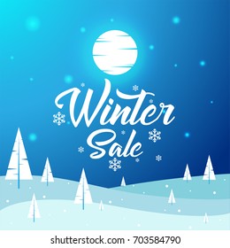 Winter Sale - Beautiful Winter Landscape, Flat, New Year, Vector Illustration