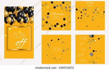 Winter sale. Beautiful template design. Template design. Stories layout for social media design background. Trendy editable. Christmas card template