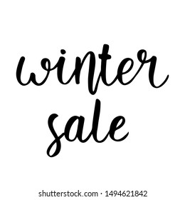 Winter sale. Black lettering on a white background. Vector lettering. Seasonal discounts. Isolated. Handwritten.