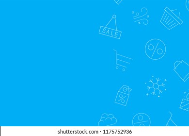 Winter sale blue background with outline icon