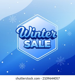 Winter Sale Blue Background With Snow Ice