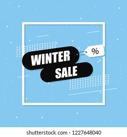 Winter sale. Blue modern web banner. Sale tag. Vector