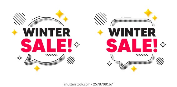 Winter sale chat speech bubble. Social media concept. Winter Sale tag. Special offer price sign. Advertising Discounts symbol. 3d flare stars chat bubble. Vector