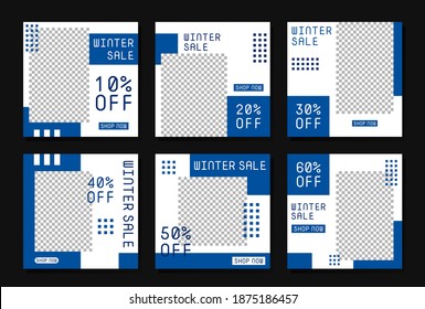Winter sale, collection of social media posts template. Good for promoting brands or products online