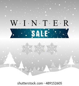 Winter sale colored background with text, Vector illustration