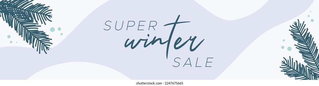 Winter sale colorful banner. Abstract organic wavy shapes background. For newsletter, web header, social media post, promotional banner, advertising and identity. Vector illustration, flat design