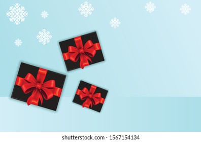 Winter sale design creative concept, Gift box, Snow melting icon in the background of gradation. Copy space text area. illustration 3D Realistic .