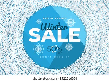 Winter Sale Design Template with Full Branches Ornament