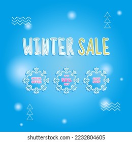 Winter sale design template. poster or banner with snow elements and text for shopping promotion. Vector illustration