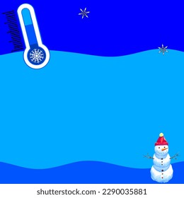 Winter sale design template, Temperature display thermometer template background. Blue background, Winter season vector