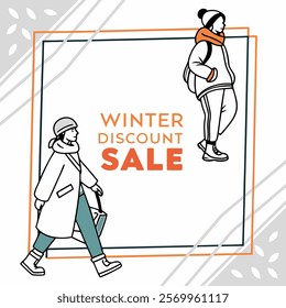 Winter Sale Discount with illsutration fashion on white background for sales promotion