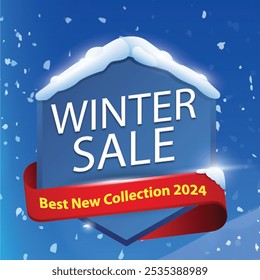 Venta de invierno, venta de promoción de descuento, Plantilla para publicidad de productos, Anuncios de Web, folletos, certificados y postales. Vector Anuncio, Oferta especial por tiempo limitado 10% de descuento.