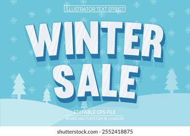Plantilla de efecto de texto editable de venta de invierno