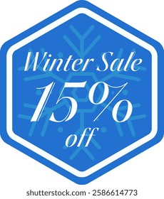 Winter Sale Fifteen Percent Discount Vector Sticker Tag