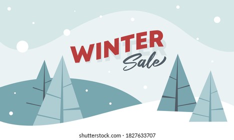 Winter sale flyer banner background illustration vector