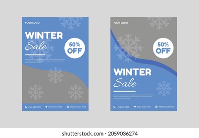 winter sale flyer design template. fashion winter sale promotion poster leaflet design. flyer in A4, bundle, brochure design, cover modern layout, annual report, poster
